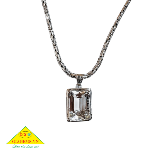 Mặt Dây Chuyền Bạc 950 (Silver Sterling) Đính Đá Thạch Anh GiaGems (20x15mm) (Trắng) 