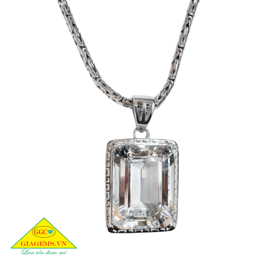 Mặt Dây Chuyền Bạc 950 (Silver Sterling) Đính Đá Thạch Anh GiaGems (30x22mm) (Trắng)